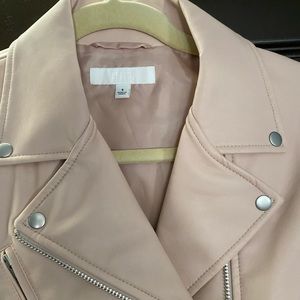 Faux leather motto jacket blush color small new without tags